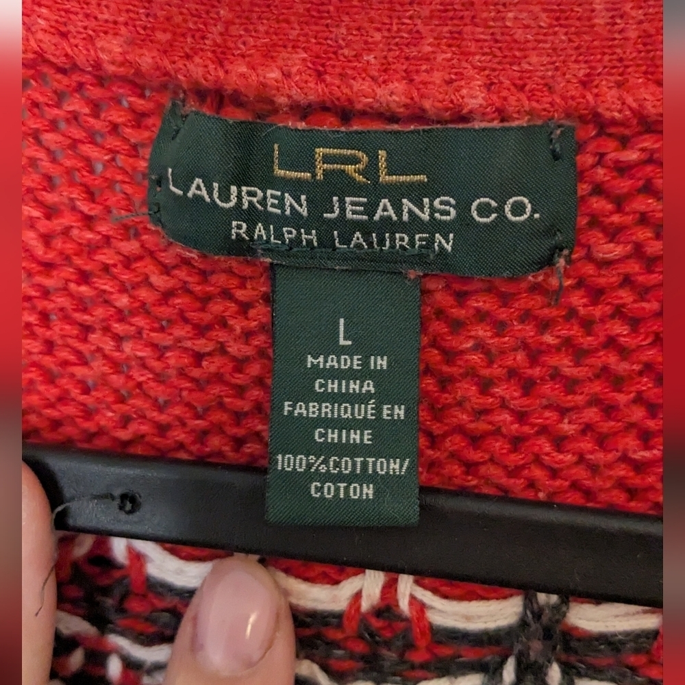 Vintage Ralph Lauren Jeans Sweater Aztec Southwestern Pullover Women L Hand Knit - Picture 5 of 10